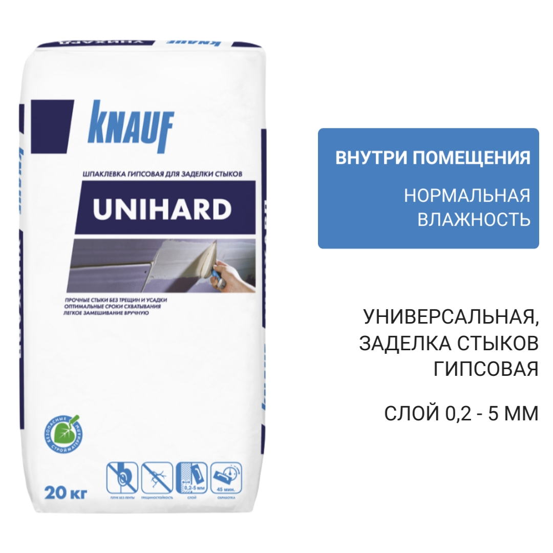 Гипсовая шпаклевка Кнауф Унихард (Knauf Unihard) 20 кг